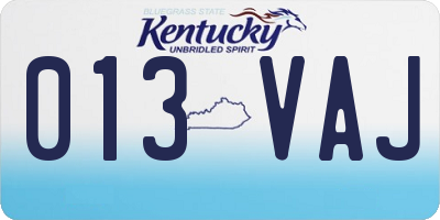 KY license plate 013VAJ