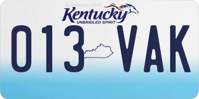 KY license plate 013VAK