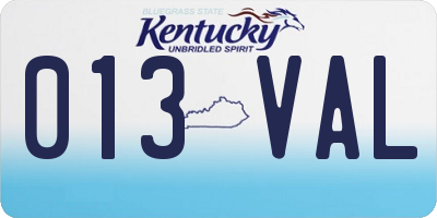 KY license plate 013VAL