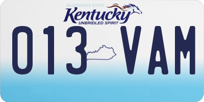 KY license plate 013VAM