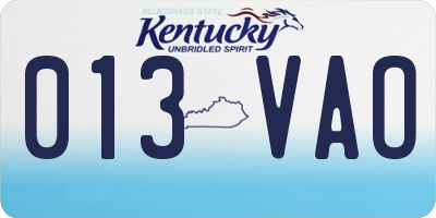 KY license plate 013VAO
