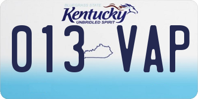 KY license plate 013VAP