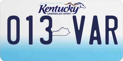 KY license plate 013VAR
