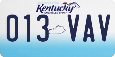 KY license plate 013VAV