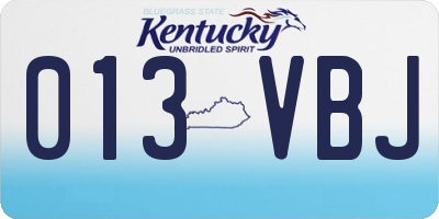 KY license plate 013VBJ