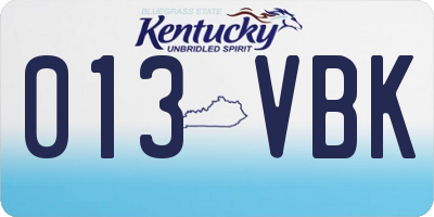 KY license plate 013VBK