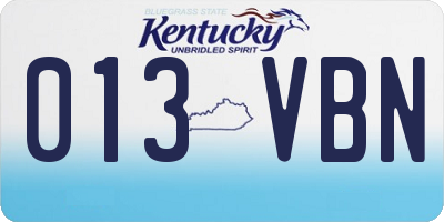 KY license plate 013VBN