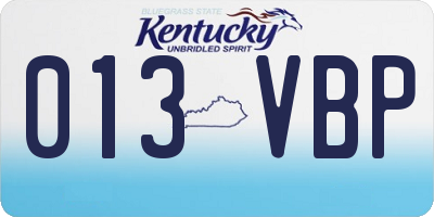 KY license plate 013VBP