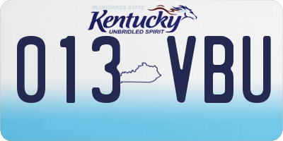 KY license plate 013VBU