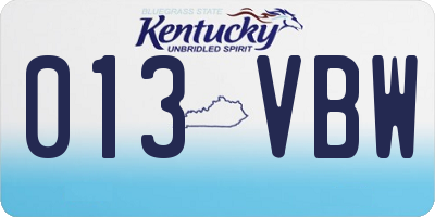 KY license plate 013VBW