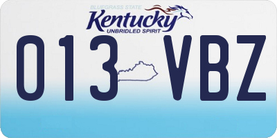 KY license plate 013VBZ