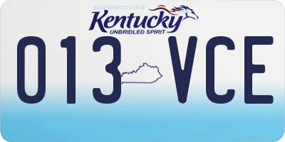KY license plate 013VCE