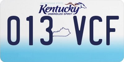 KY license plate 013VCF