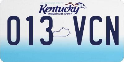 KY license plate 013VCN