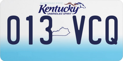 KY license plate 013VCQ