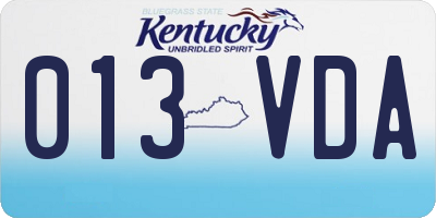 KY license plate 013VDA