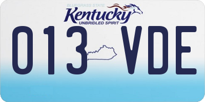 KY license plate 013VDE