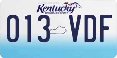 KY license plate 013VDF