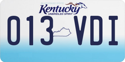 KY license plate 013VDI