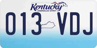 KY license plate 013VDJ