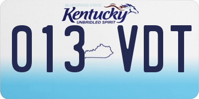KY license plate 013VDT