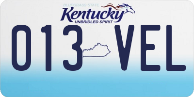 KY license plate 013VEL