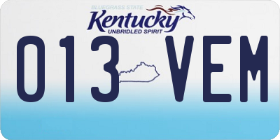 KY license plate 013VEM