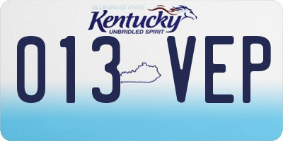 KY license plate 013VEP
