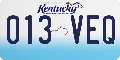 KY license plate 013VEQ
