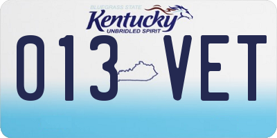 KY license plate 013VET