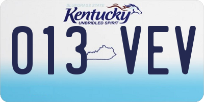 KY license plate 013VEV