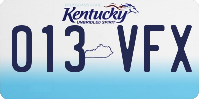 KY license plate 013VFX