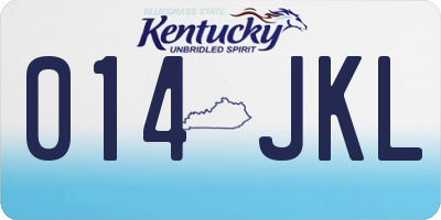 KY license plate 014JKL