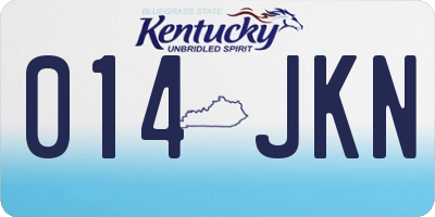 KY license plate 014JKN