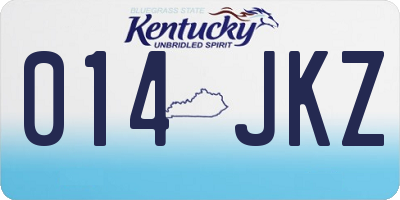 KY license plate 014JKZ