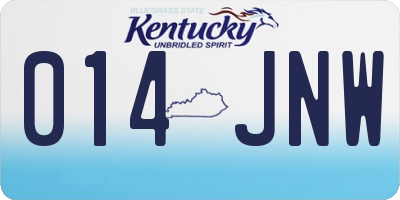 KY license plate 014JNW