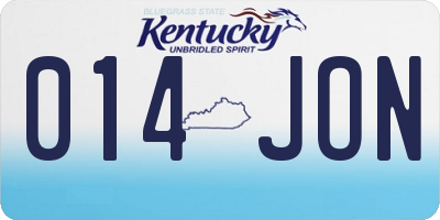 KY license plate 014JON