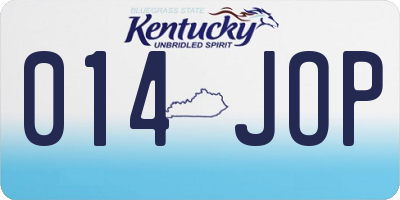 KY license plate 014JOP