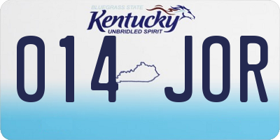 KY license plate 014JOR