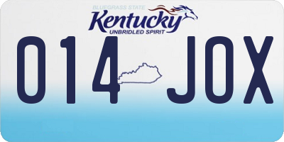KY license plate 014JOX