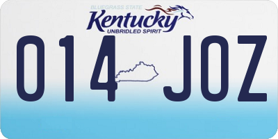 KY license plate 014JOZ