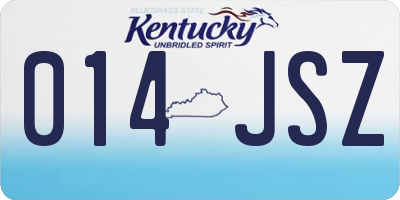 KY license plate 014JSZ