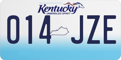 KY license plate 014JZE