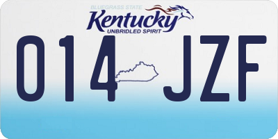 KY license plate 014JZF