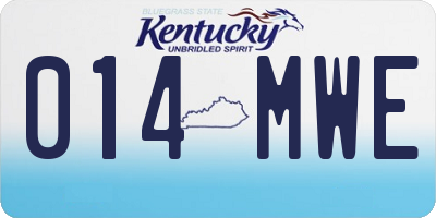 KY license plate 014MWE