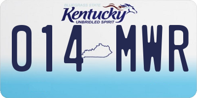 KY license plate 014MWR