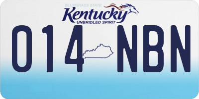 KY license plate 014NBN