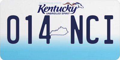 KY license plate 014NCI