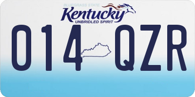KY license plate 014QZR