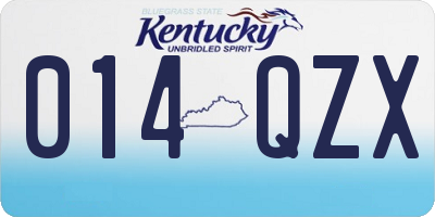 KY license plate 014QZX